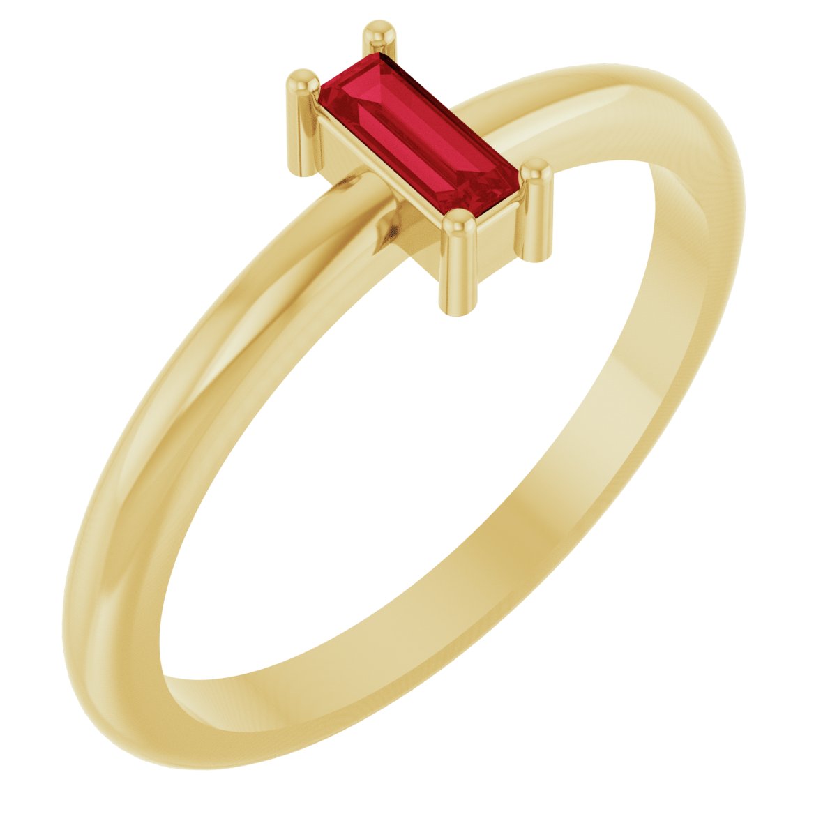 4x2 mm Lab-Grown Ruby Stackable Ring - Rose Gold