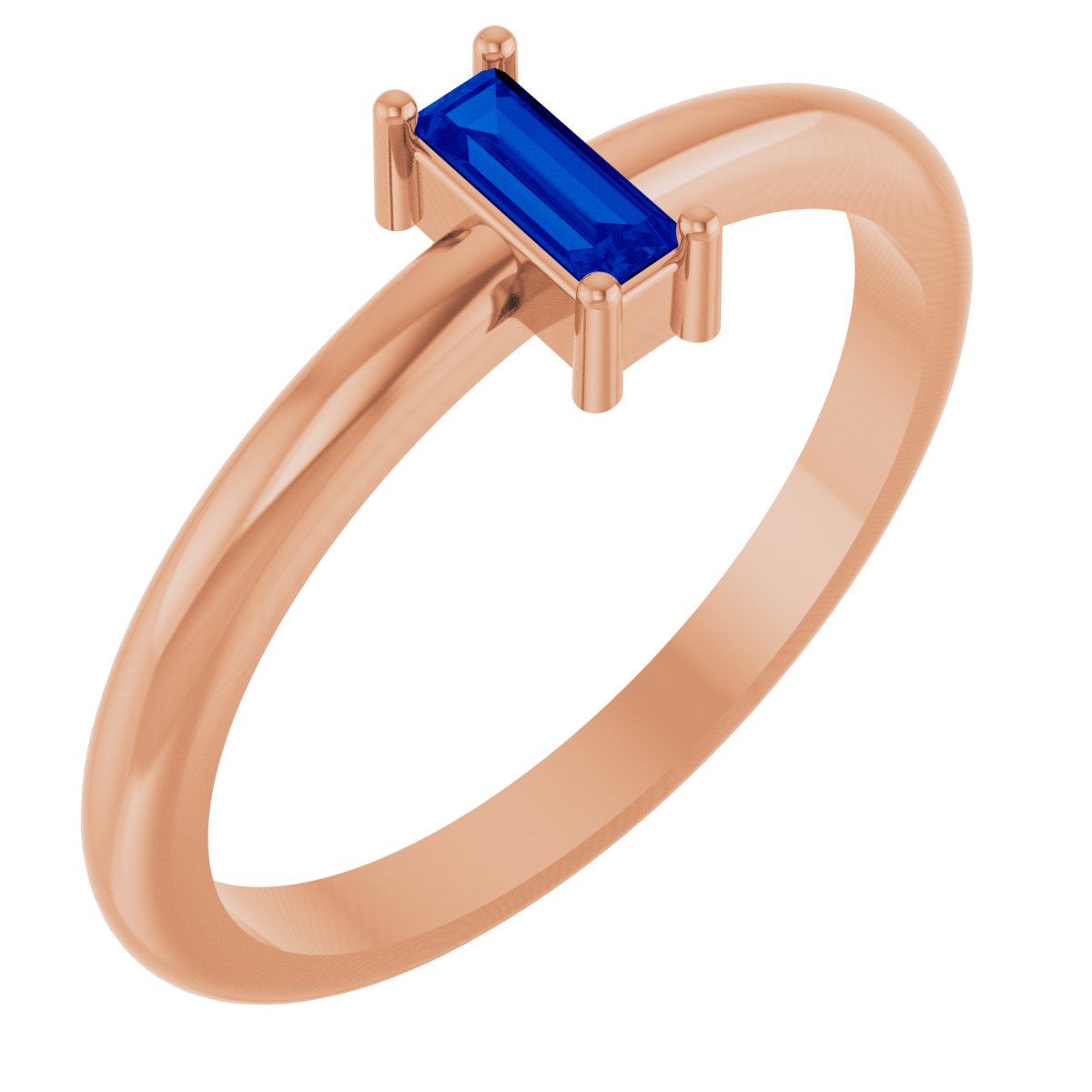 5x2 mm Lab-Grown Blue Sapphire Stackable Ring - Rose Gold