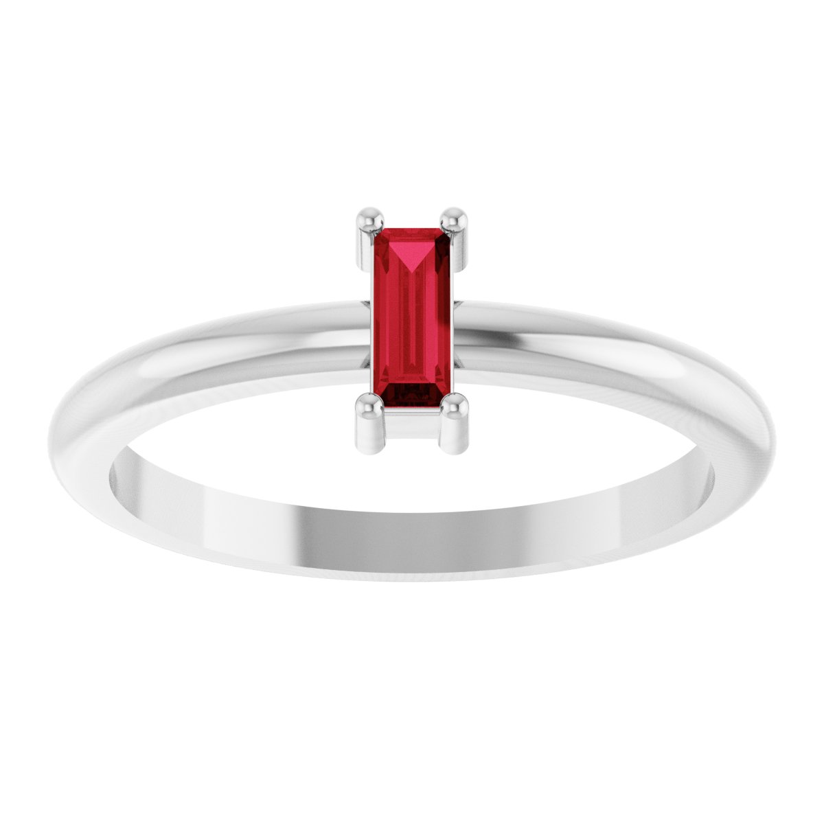 5x2 mm Lab-Grown Ruby Stackable Ring - White Gold