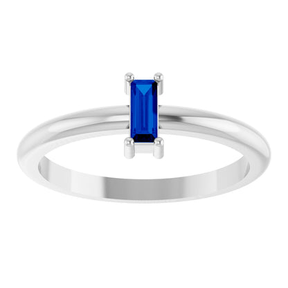 5x2 mm Lab-Grown Blue Sapphire Stackable Ring - White Gold