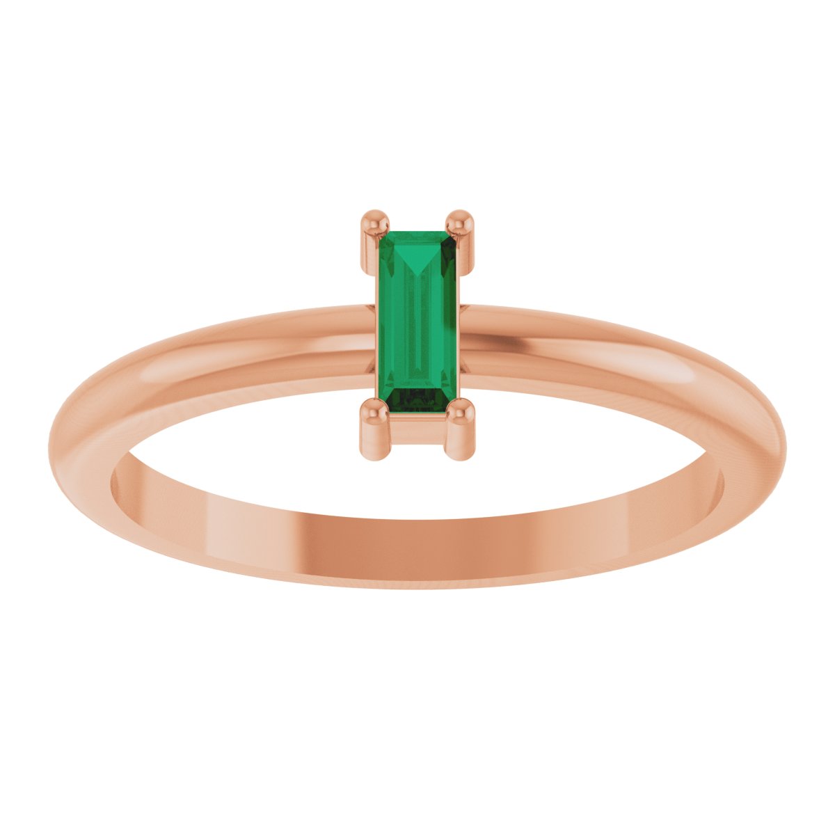 5x2 mm Lab-Grown Emerald Stackable Ring - Rose Gold