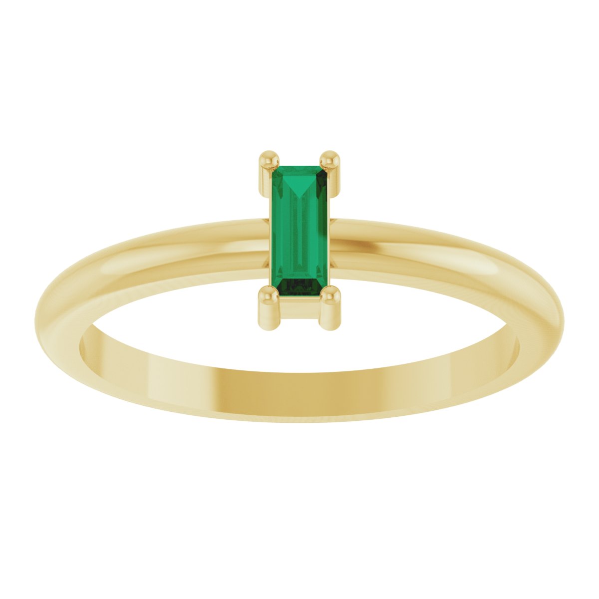 5x2 mm Lab-Grown Emerald Stackable Ring - Yellow Gold