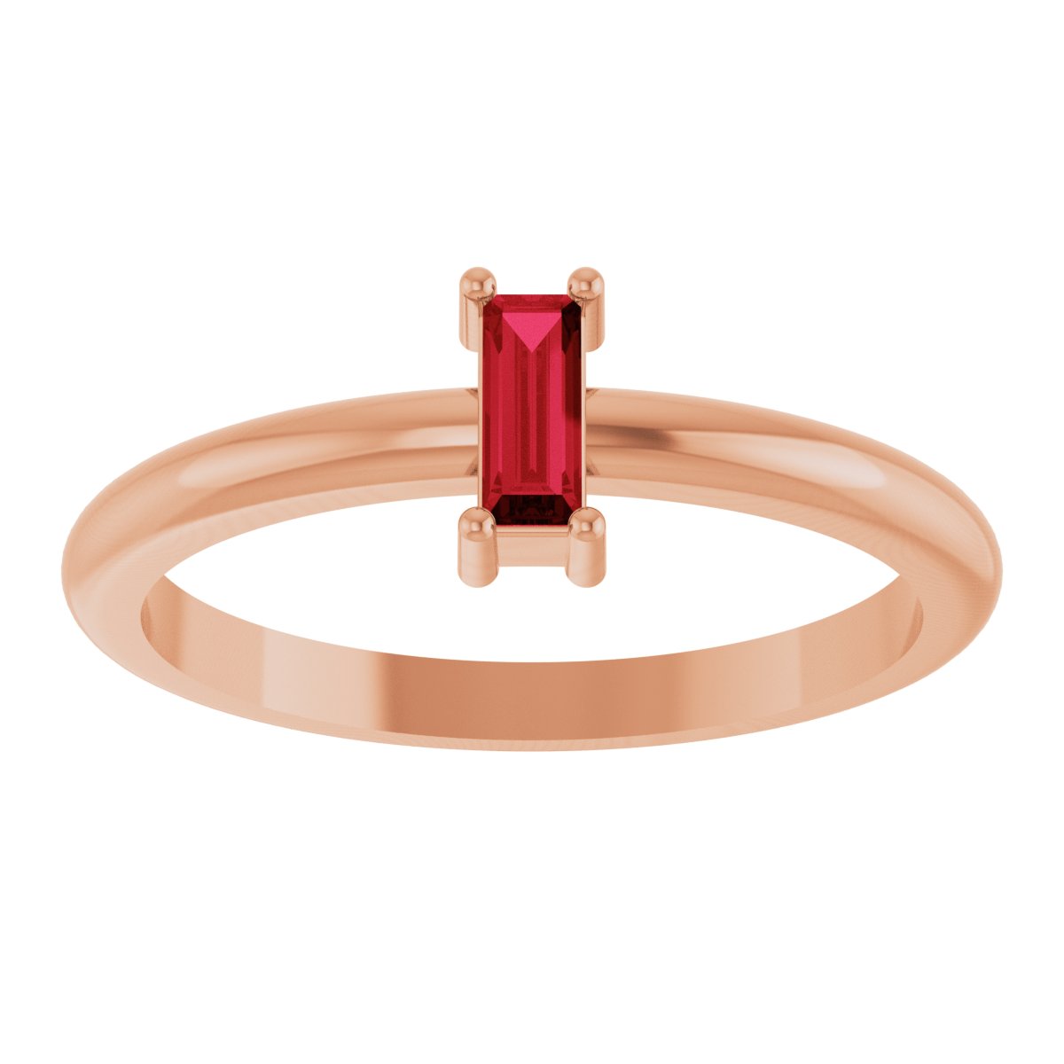 5x2 mm Lab-Grown Ruby Stackable Ring - Rose Gold