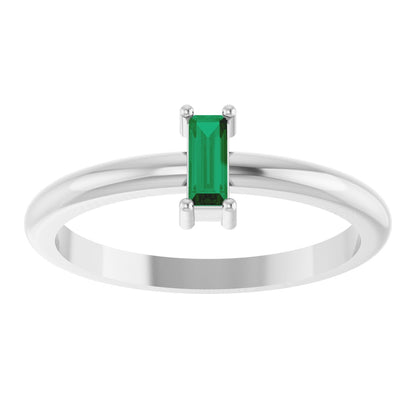 5x2 mm Lab-Grown Emerald Stackable Ring - White Gold