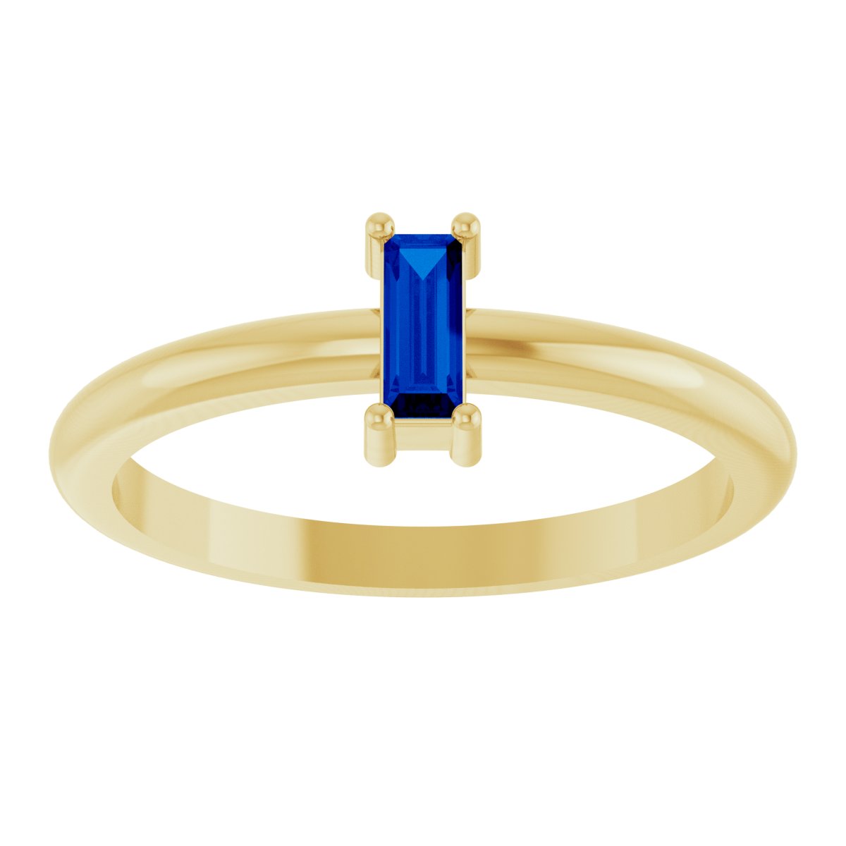 5x2 mm Lab-Grown Blue Sapphire Stackable Ring - Yellow Gold