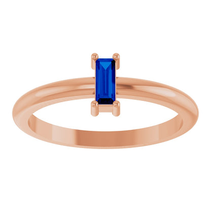 5x2 mm Lab-Grown Blue Sapphire Stackable Ring - Rose Gold