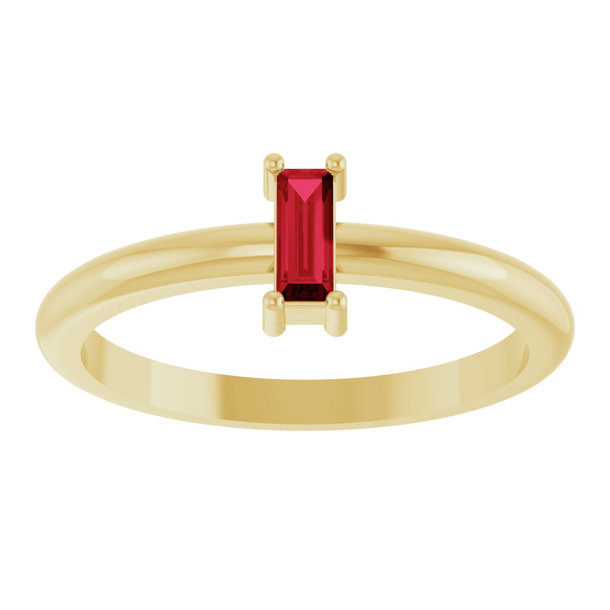 5x2 mm Lab-Grown Ruby Stackable Ring - Yellow Gold