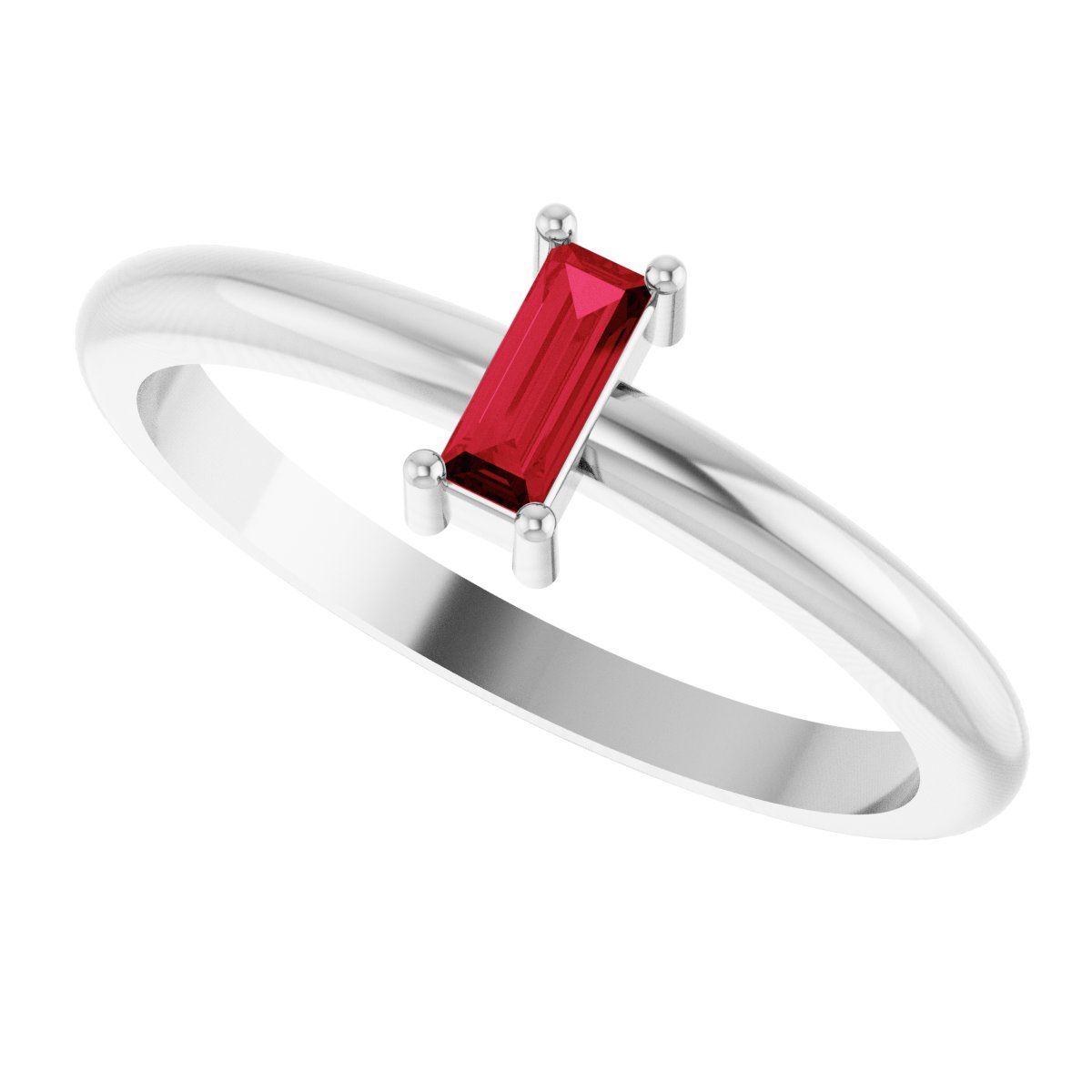5x2 mm Lab-Grown Ruby Stackable Ring - White Gold