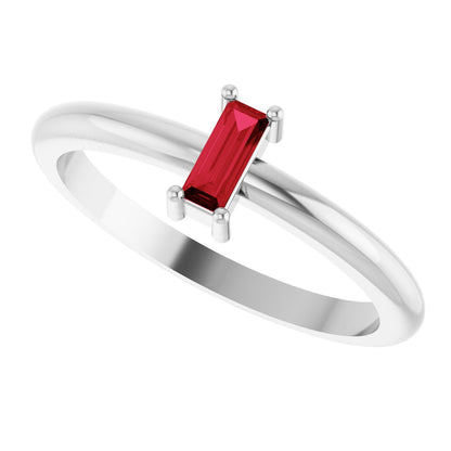 5x2 mm Lab-Grown Ruby Stackable Ring - White Gold