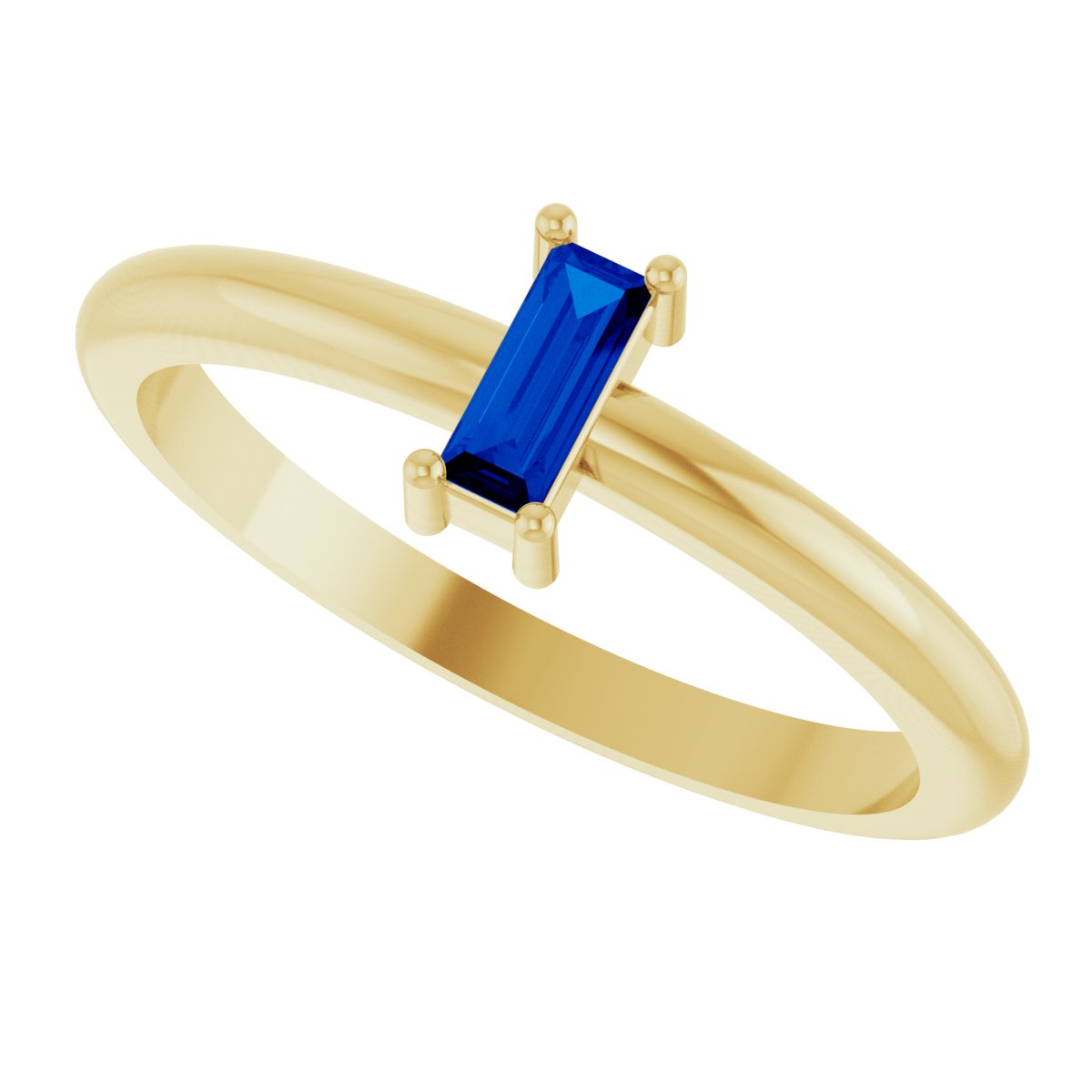 5x2 mm Lab-Grown Blue Sapphire Stackable Ring - Yellow Gold