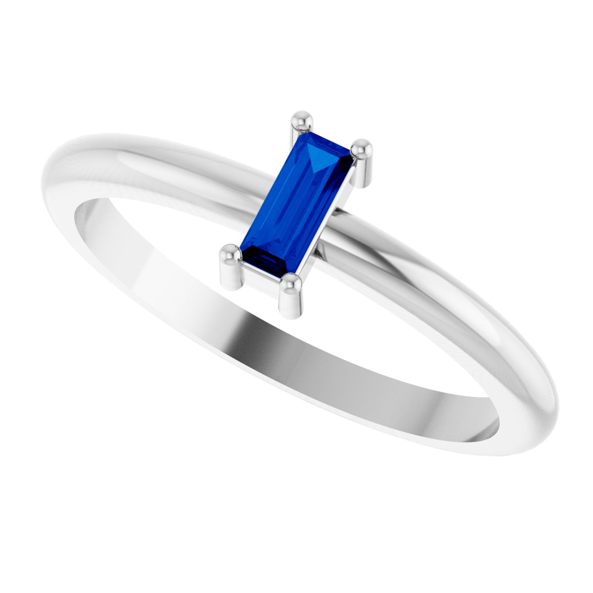 5x2 mm Lab-Grown Blue Sapphire Stackable Ring - White Gold