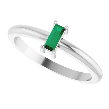 5x2 mm Lab-Grown Emerald Stackable Ring - White Gold