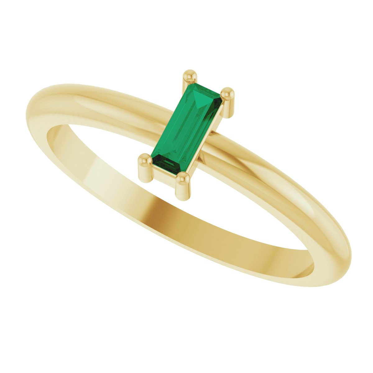 5x2 mm Lab-Grown Emerald Stackable Ring - Yellow Gold