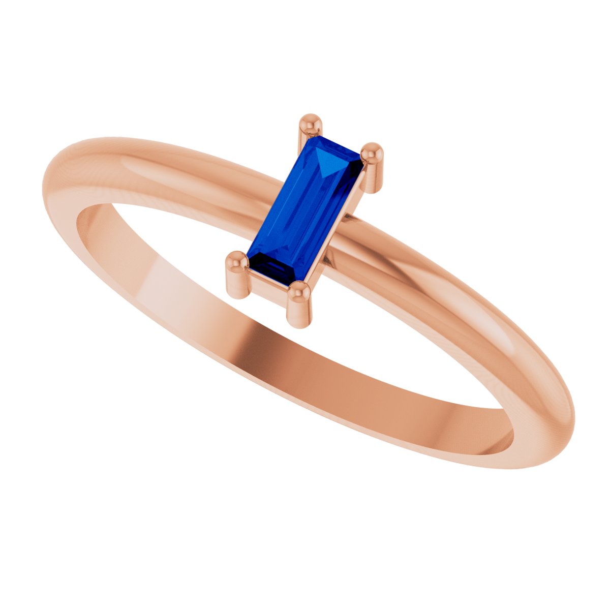 5x2 mm Lab-Grown Blue Sapphire Stackable Ring - Rose Gold