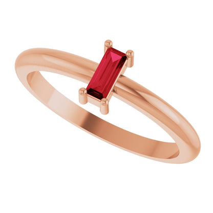 5x2 mm Lab-Grown Ruby Stackable Ring - Rose Gold