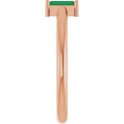 5x2 mm Lab-Grown Emerald Stackable Ring - Rose Gold