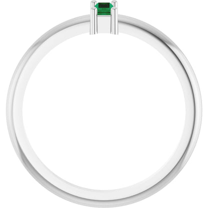 5x2 mm Lab-Grown Emerald Stackable Ring - White Gold