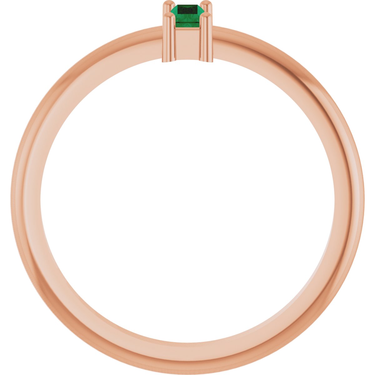 5x2 mm Lab-Grown Emerald Stackable Ring - Rose Gold
