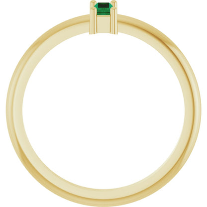 5x2 mm Lab-Grown Emerald Stackable Ring - Yellow Gold