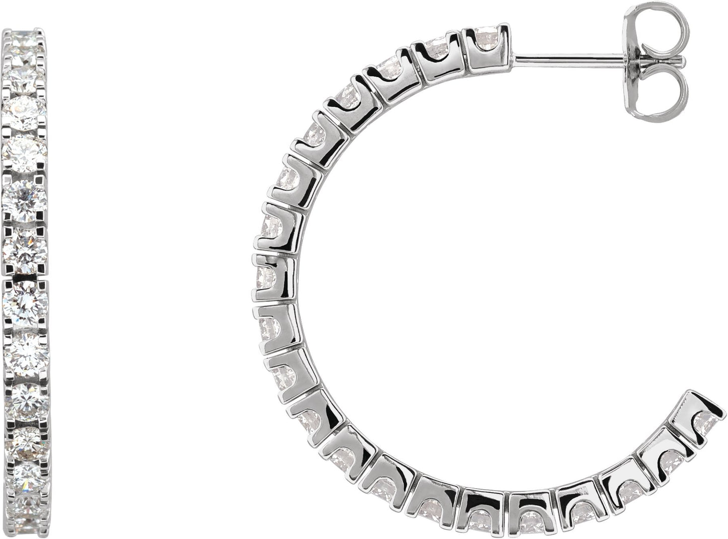 1 5/8 Ctw Lab-Grown Diamond Hoop Earrings