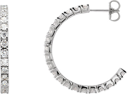 1 5/8 Ctw Lab-Grown Diamond Hoop Earrings