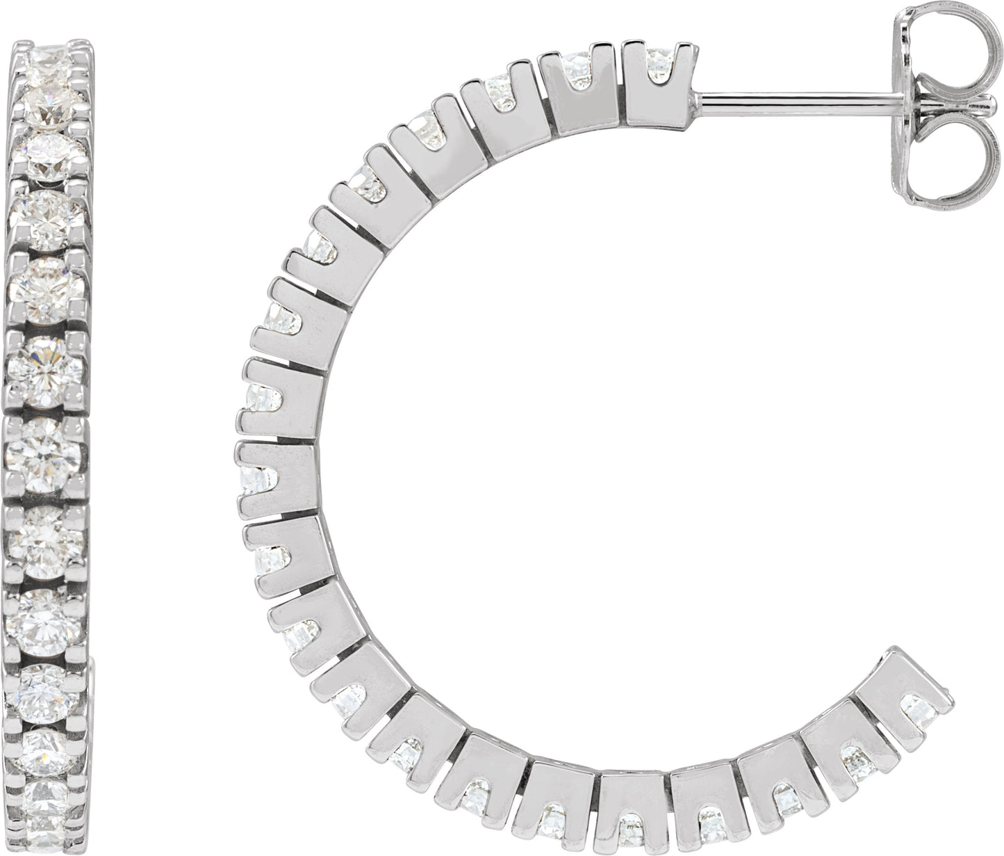 1 Ctw Lab-Grown Diamond Hoop Earrings