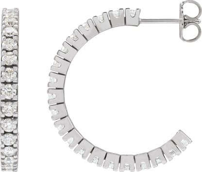 1 Ctw Lab-Grown Diamond Hoop Earrings