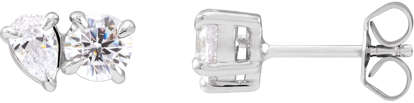 1 1/6 Ctw Pear Lab-Grown Diamond 2-Stone Stud Earrings