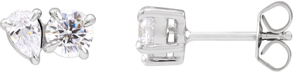 1 1/6 Ctw Pear Lab-Grown Diamond 2-Stone Stud Earrings