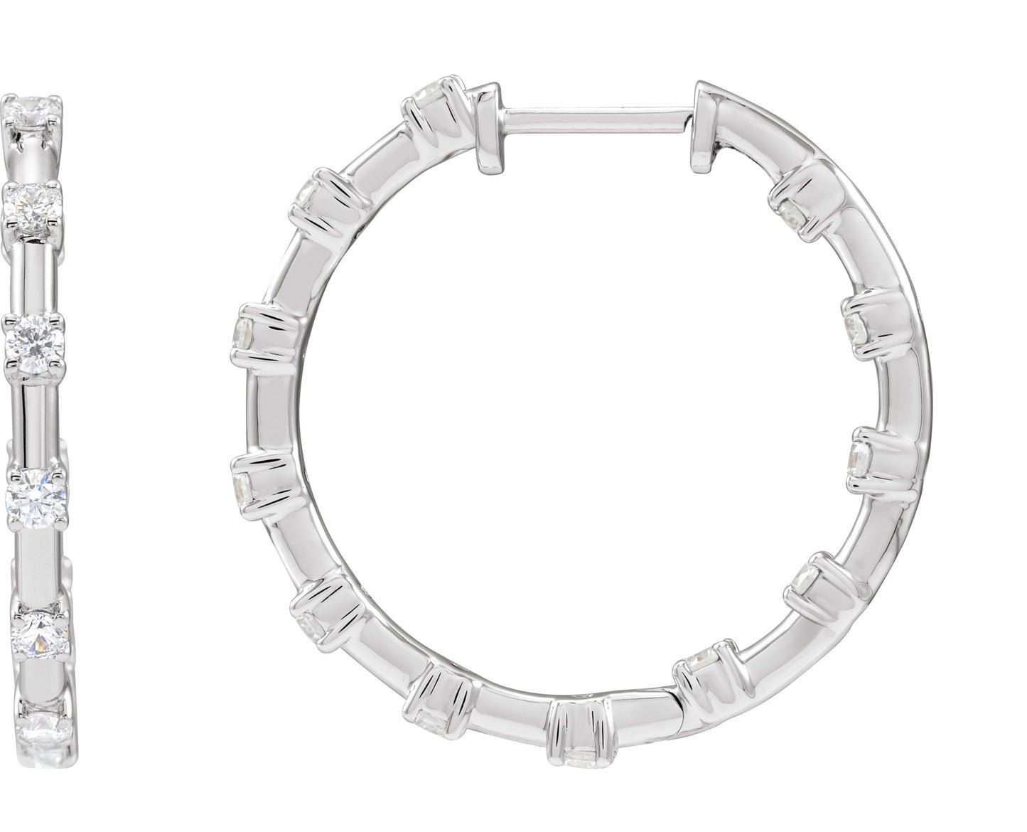 1 Ctw Lab-Grown Diamond Hoop Earrings
