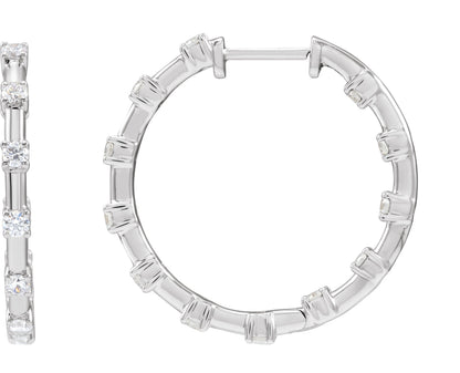 1 Ctw Lab-Grown Diamond Hoop Earrings