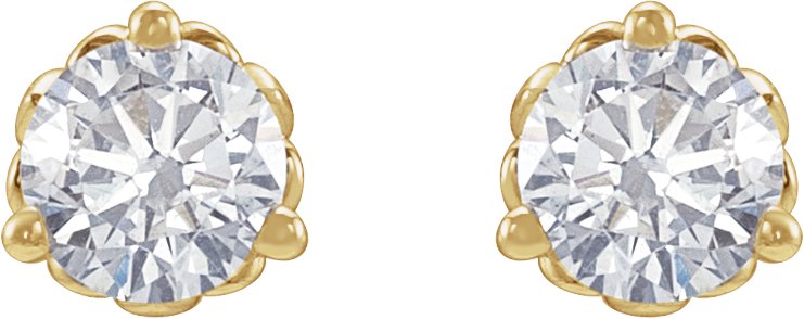 1/3 Ctw Lab-Grown Diamond 3-Prong Fleur-De-Lis Earrings - Yellow Gold - Lab Grown Diamond