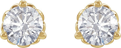 1/3 Ctw Lab-Grown Diamond 3-Prong Fleur-De-Lis Earrings - Yellow Gold - Lab Grown Diamond