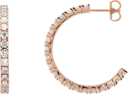 2 1/5 Ctw Lab-Grown Diamond Hoop Earrings - Rose Gold - Lab Grown Diamond