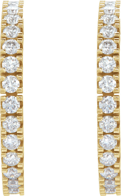 1/2 Ctw Lab-Grown Diamond Hoop Earrings - Yellow Gold - Lab Grown Diamond