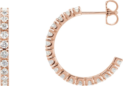 1 Ctw Lab-Grown Diamond Hoop Earrings - Rose Gold - Lab Grown Diamond