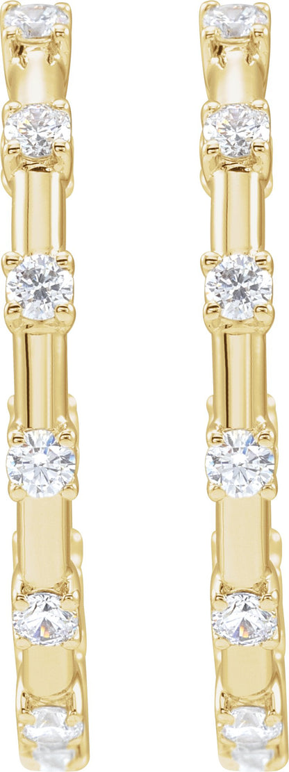 1 Ctw Lab-Grown Diamond Hoop Earrings - Rose Gold - Lab Grown Diamond