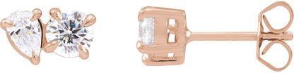 1 1/6 Ctw Pear Lab-Grown Diamond 2-Stone Stud Earrings - Rose Gold - Lab Grown Diamond
