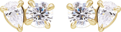 1 1/6 Ctw Pear Lab-Grown Diamond 2-Stone Stud Earrings - Yellow Gold - Lab Grown Diamond