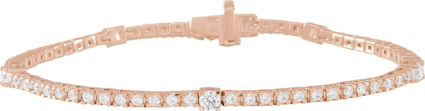 1 3/4 Ctw Lab-Grown Diamond Line Bracelet - Rose Gold - Lab Grown Diamond