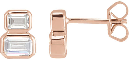 1 Ctw Emerald Lab-Grown Diamond Earrings - Rose Gold - Lab Grown Diamond