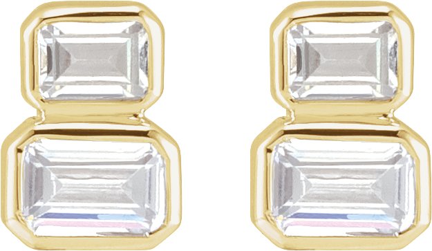 1 Ctw Emerald Lab-Grown Diamond Earrings - Yellow Gold - Lab Grown Diamond