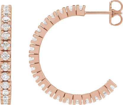1 5/8 Ctw Lab-Grown Diamond Hoop Earrings - Rose Gold - Lab Grown Diamond
