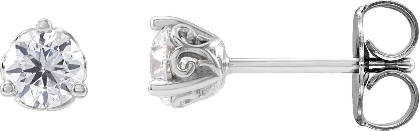 1/2 Ctw Lab-Grown Diamond 3-Prong Scroll Earrings