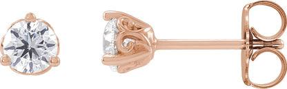 1/2 Ctw Lab-Grown Diamond 3-Prong Scroll Earrings - Rose Gold - Lab Grown Diamond