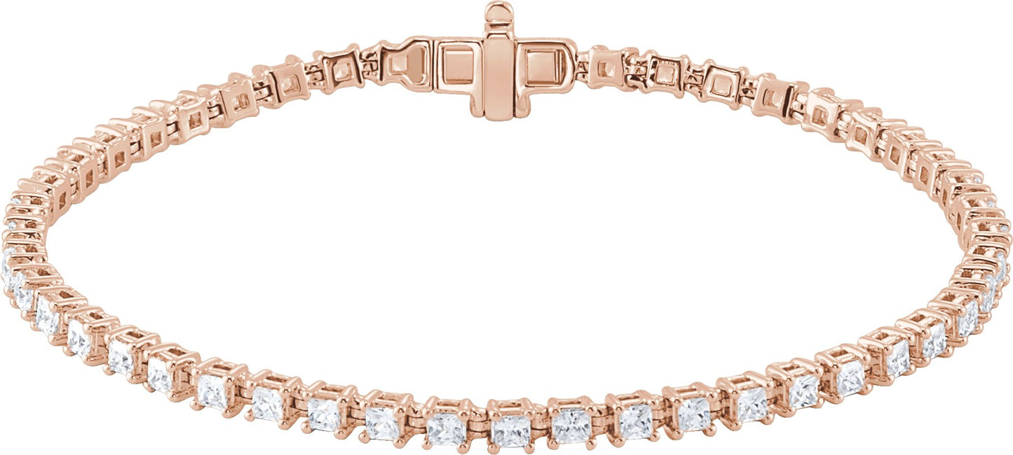 2 1/2 Ctw Square Lab-Grown Diamond Line Bracelet - Rose Gold - Lab Grown Diamond
