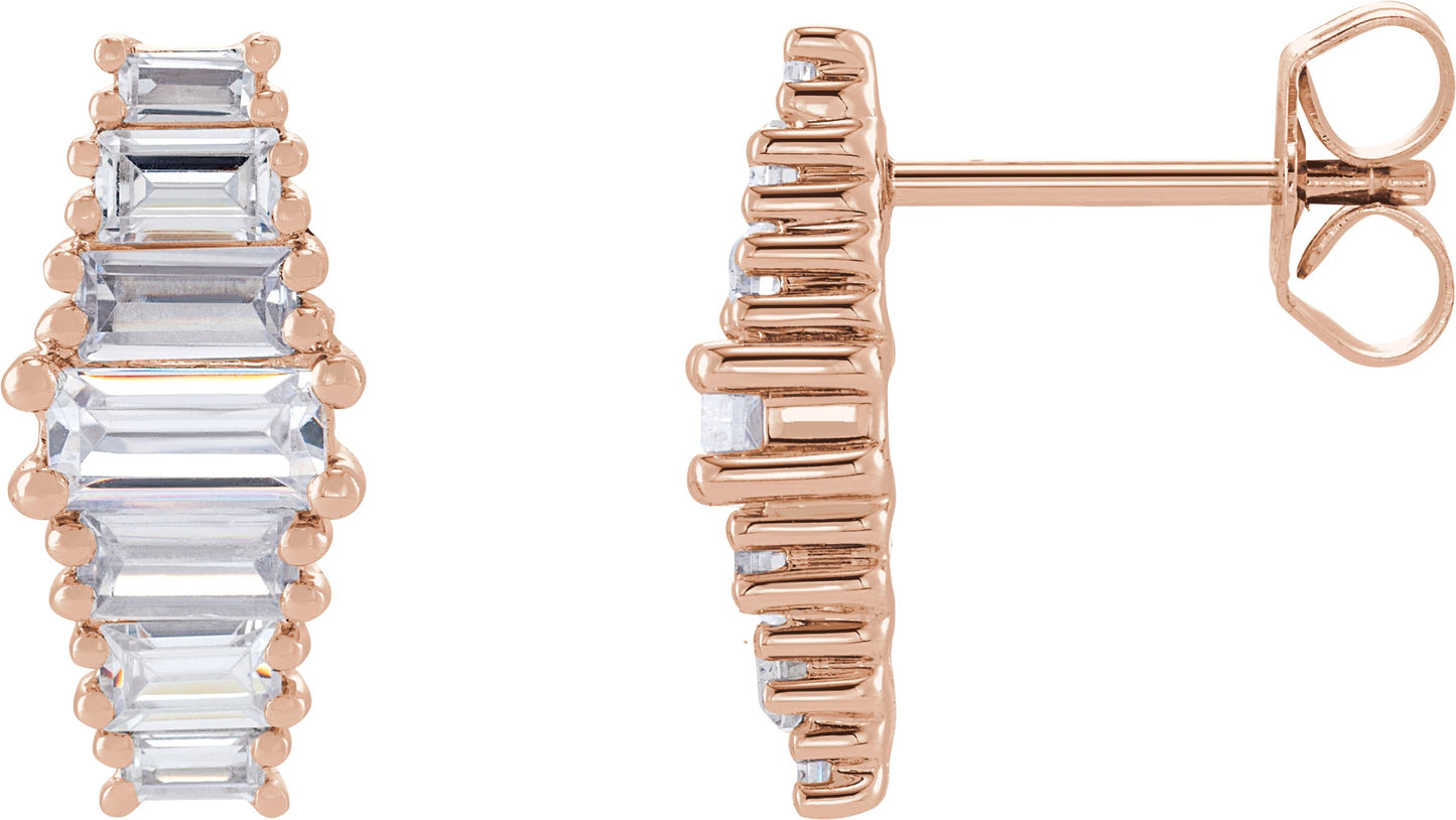 1 1/2 Ctw Lab-Grown Diamond Earrings With Backs - Rose Gold - Lab Grown Diamond