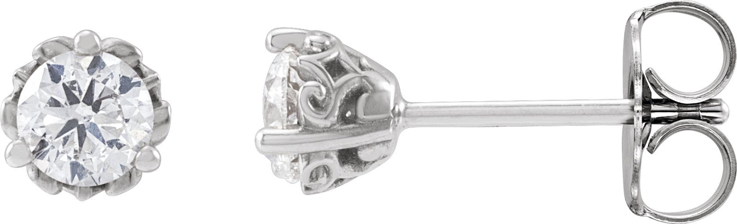 1/2 Ctw Lab-Grown Diamond 3-Prong Vintage-Inspired Earrings - Lab Grown Diamond