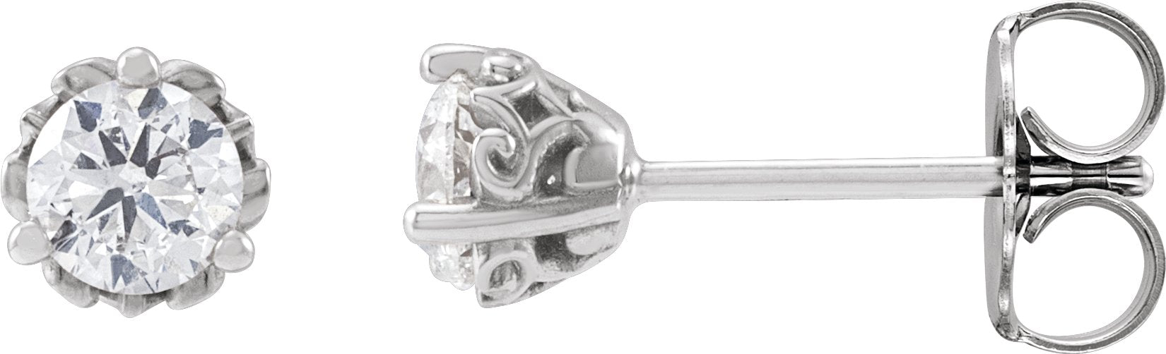 1/2 Ctw Lab-Grown Diamond 3-Prong Vintage-Inspired Earrings - Lab Grown Diamond