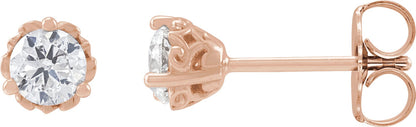 1/2 Ctw Lab-Grown Diamond 3-Prong Vintage-Inspired Earrings - Rose Gold - Lab Grown Diamond